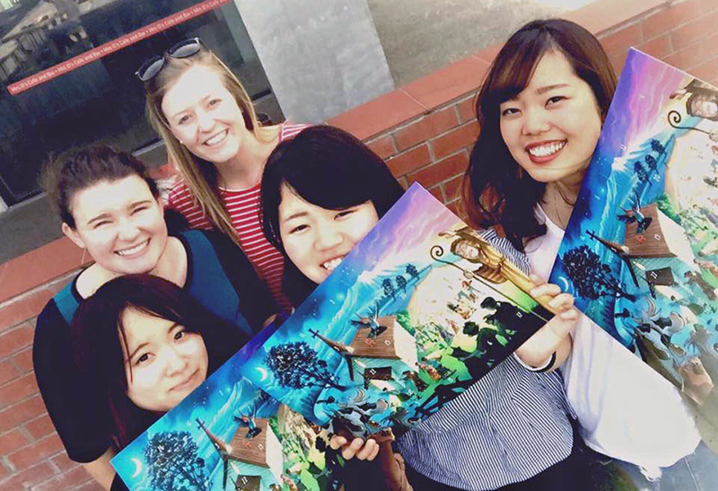 From left, Airi, Adrianne, Kate, Nagisa and Manaho. The students are holding advent calendars from South West Baptist Church. It was the first time they’d seen one or thought about the reason for celebrating Christmas.