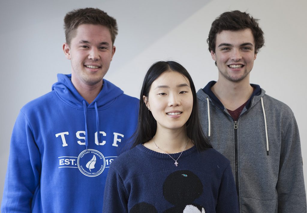 From left, Brydon Sundgren, Jenny Huang and Michael Bresler.