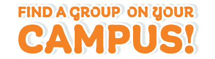 Find A Group Orange text reading "Find a Group on Your Campus"
